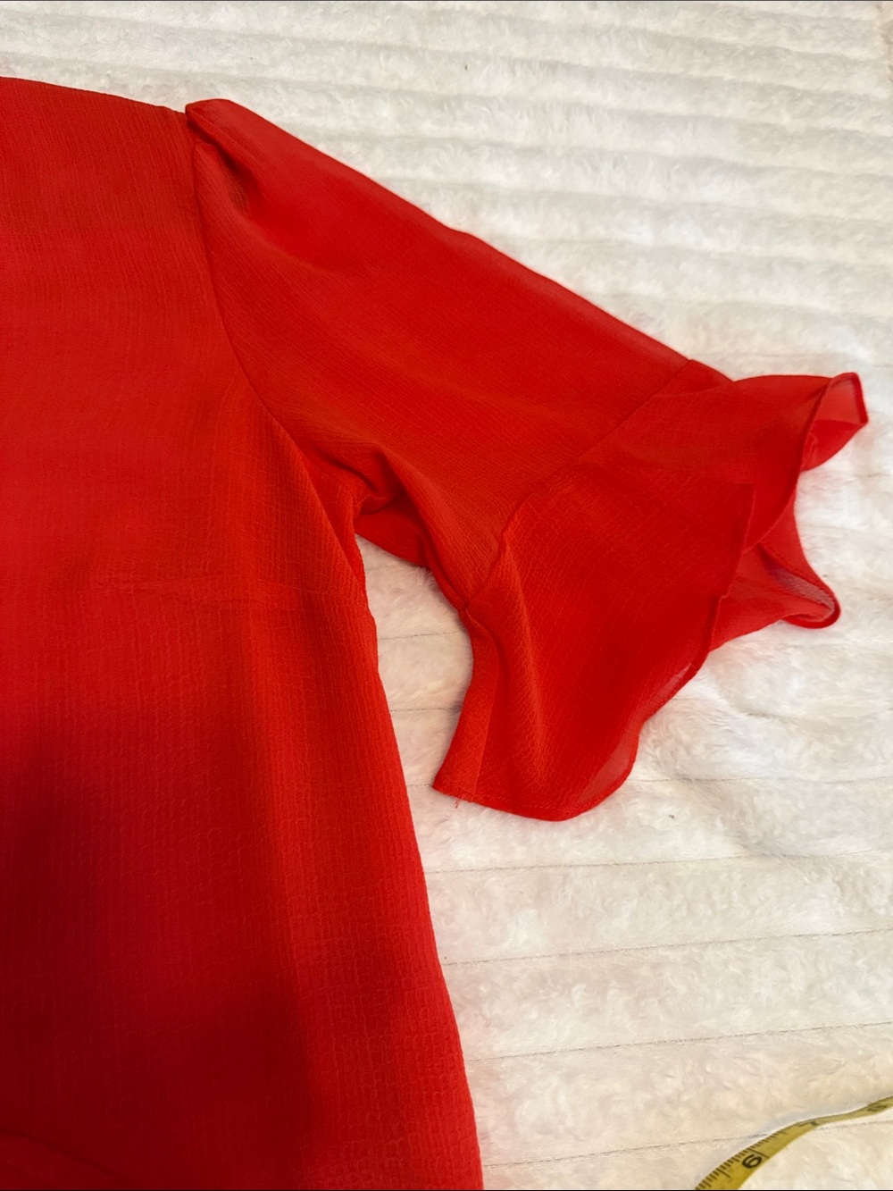 CeCe Bright Red Ruffle V-Neck Blouse - Picture 8 of 10